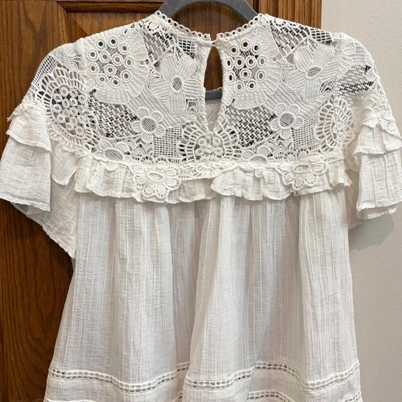 Sea NY Figgy Embroidered Eyelet White Blouse Size 4, EUC - Picture 8 of 11
